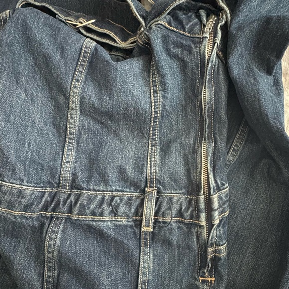 ZARA Strapless Wide Leg Denim Jumpsuit NEW - Picture 13 of 15